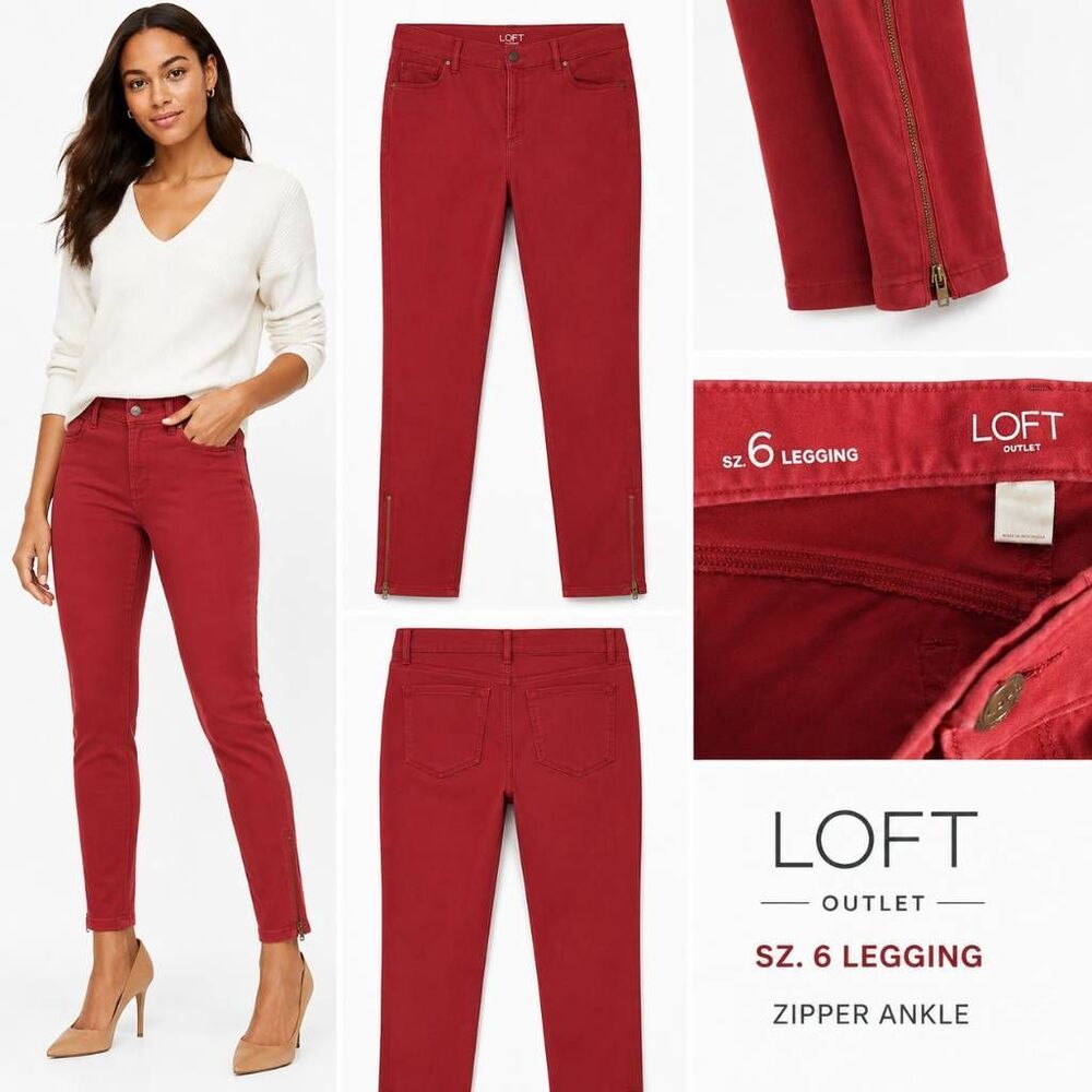 LOFT Outlet Women’s Pants Size 6 Red Skinny Legging Ankle Stretch